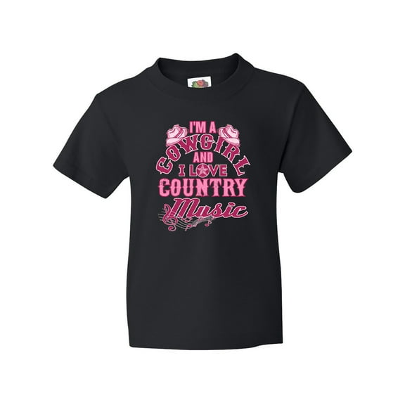 Inktastic I Love Country Music Cowgirl Youth T-Shirt