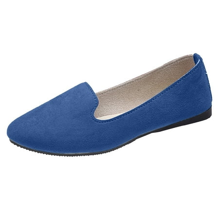 NIEWTR Womens Loafers Shoes Fashion Low Heel Slip on Shoes Comfortable Driving Flats Penny Loafers Flats Shoes Dress Shoes (6 Blue)