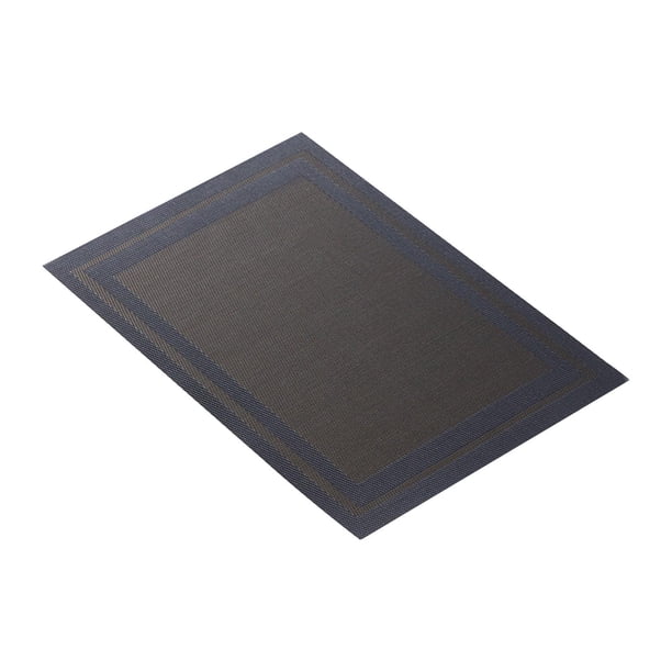 Mantel individual de PVC lavable, resistente al calor, antideslizante, tejido para mesa de comedor Negro