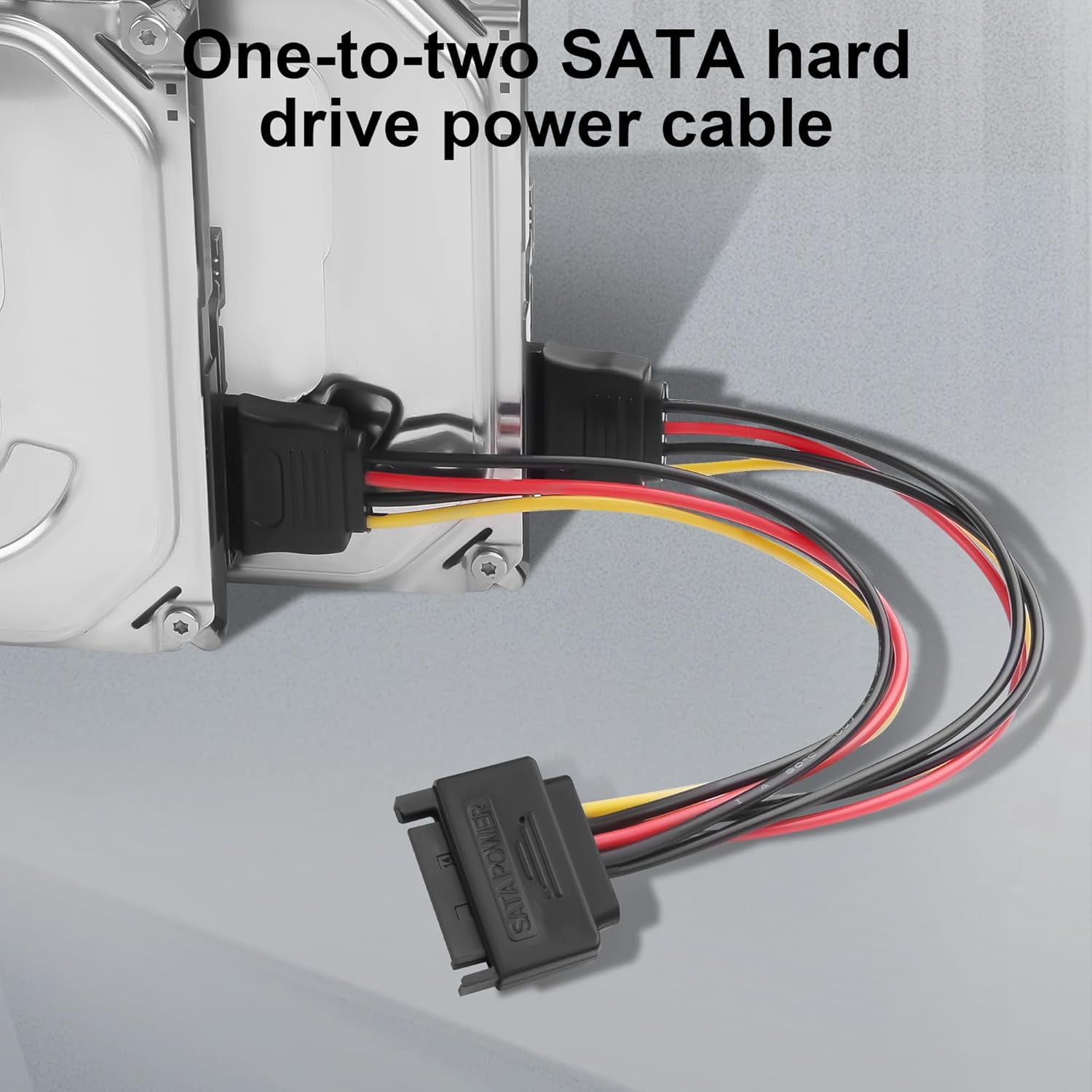 HRTGFD-SATA 15PIN to 2 Serial ATA Power Splitter Cable, 18AWG 20cm Y-Splitter Adapter for HDD SSD Optical Drive - 1 to 2 SATA Power Connector Extension Cord(Pack of 2)