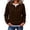 Coffee, variant on cocolona Womens Sweatshirts no Hood Crew Neck Patchwork Casual Long Sleeve Button Trendy Pullover Sweatshirts