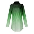 thumbnail image 4 of TQWQT Women Turtleneck Shirt Loose Fit Color Block Print Tunic Top Long Sleeve Plus Size Shirt Fall Turtleneck T-Shirts Curved Hem Graphic Tee Green M, 4 of 5