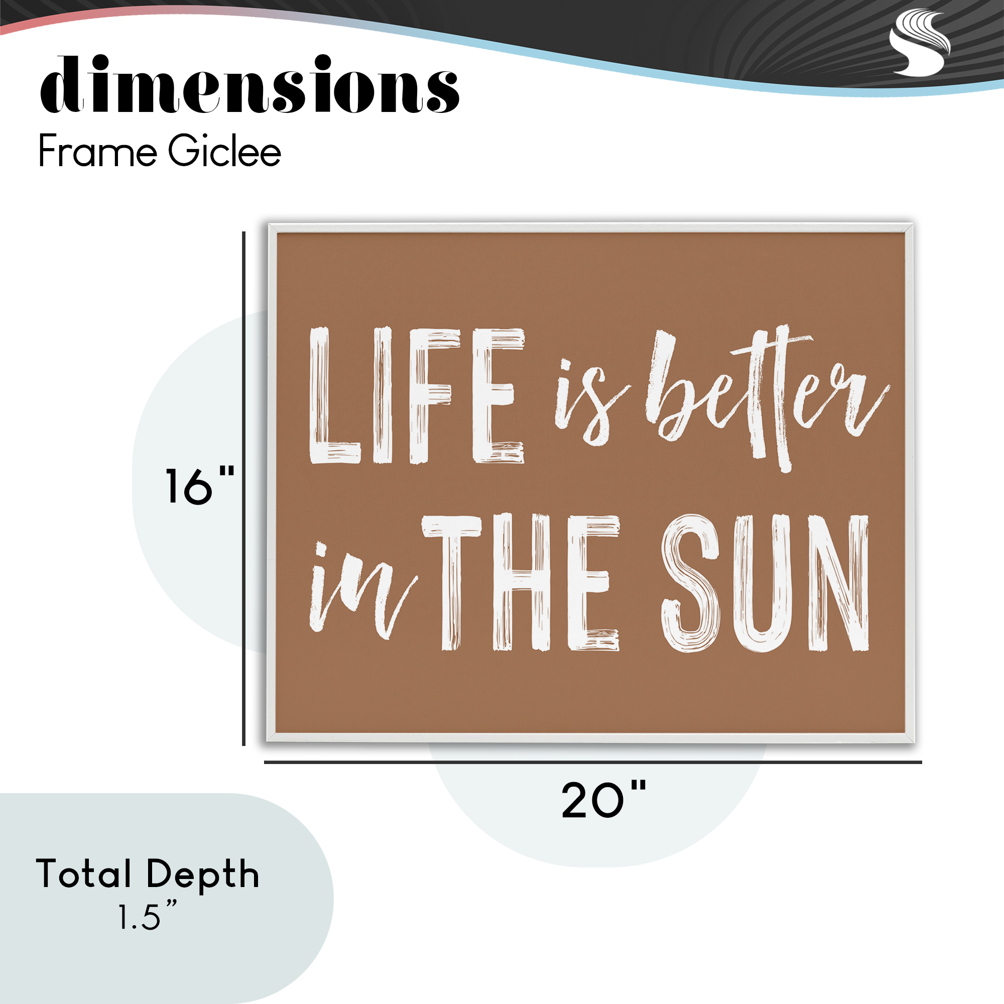 Life Better In Sun Brown White Framed Giclee Art, design by Lettered and Lined