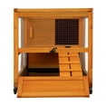 thumbnail image 4 of Demi Bonn 35" Wooden 2-Tier Rabbit Hutch, Outdoor Bunny Cage with Wheels, Small Animal Pet Cage with Ramp, Tray, Doors, Openable Top, Lockable, Orange, 4 of 9