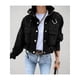 thumbnail image 2 of Chaqueta Corta para Mujer con Cremallera, Botones A Presión, Cuello Alto Informal, Cintura con Cordón y Chaquetas de Otoño. Negro XXL, 2 of 3