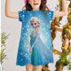 thumbnail image 1 of Vestido de princesa sirena para niña de 7.8.9.12 años, vestido de manga corta de verano bonito a la moda para niña, vestido informal estampado 3T Gao Jinjia LED, 1 of 2