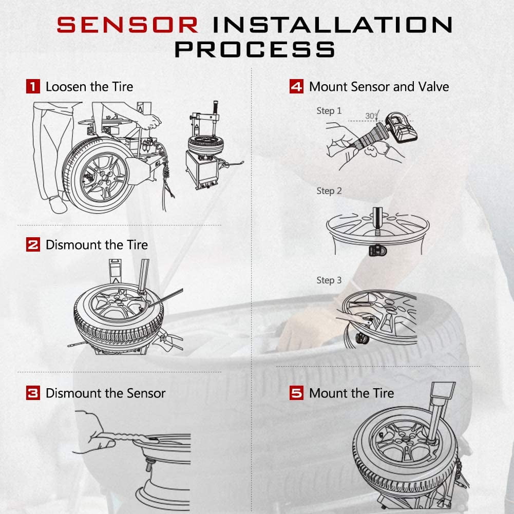 Autel MaxiTPMS MX Sensor Rubber Stem TPMS Sensor 315MHz/433MHz Universal Tire Replacement Sensor Work With TS401 TS408 TS501 TS508 TS601 TS608 MK808TS MX808TS MS906TS ITS600