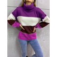thumbnail image 2 of Women's Sweaters Casual Long Sleeve Crewneck Color Block Patchwork Pullover Knit Sweater Tops, 2 of 6