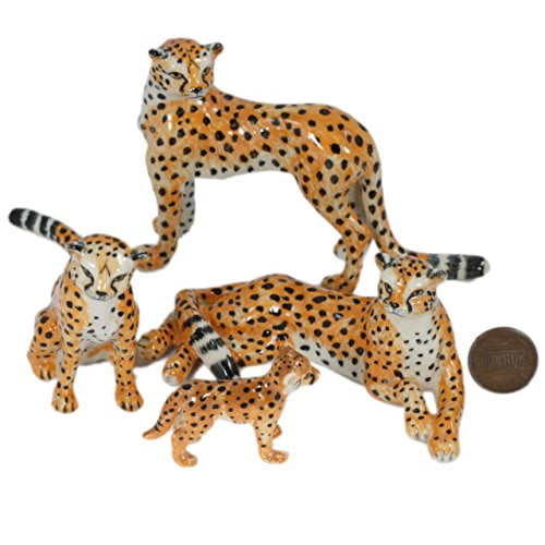 Animals Ceramic Baby Sitting Tiger Figurine Miniature Hand painted 