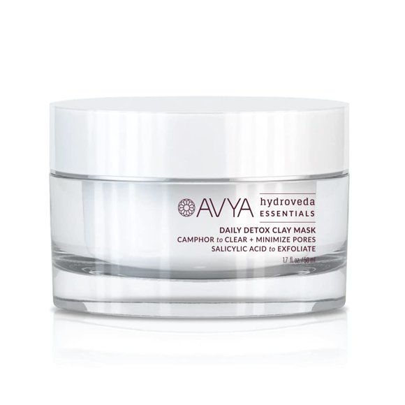 AVYA Hydroveda Essentials Mascarilla de arcilla desintoxicante diaria (1.7 oz) - Tratamiento de arcilla de bentonita para imperfecciones y alcanfor calmante para inflamación/eliminar impurezas y limpi