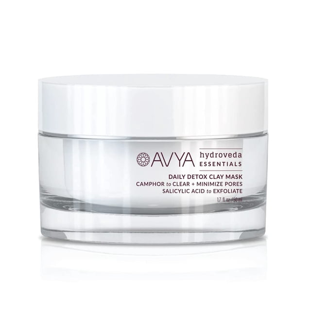 AVYA Hydroveda Essentials Mascarilla de arcilla desintoxicante diaria (1.7 oz) - Tratamiento de arcilla de bentonita para imperfecciones y alcanfor calmante para inflamación/eliminar impurezas y limpi