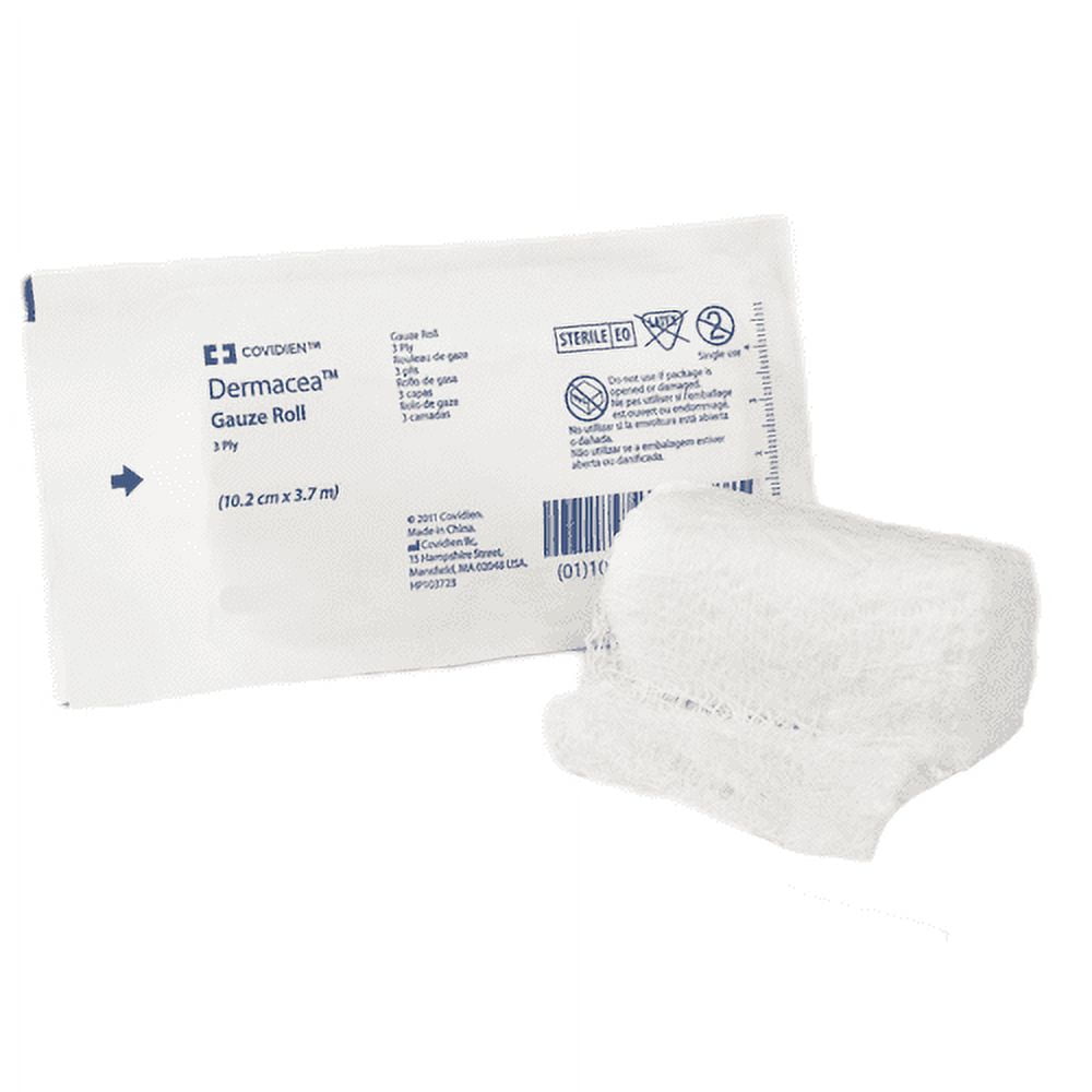 Dermacea Fluff Bandage Roll Gauze 3-Ply 2 Inch X 4-1/8 Yard Roll Shape Sterile, 5 Pack - 441108