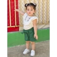 thumbnail image 3 of Toddler Baby Girl Clothes Set Short Sleeve Top Shorts Summer Outfits (2-3T, Green), 3 of 6