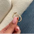 thumbnail image 5 of Diiro 10K Vermeil Yellow Double Band Proposal Ring Brilliant Oval Cut Diamond Wedding Bridal Ring Moissanite Engagement Luxury Ring, 5 of 7