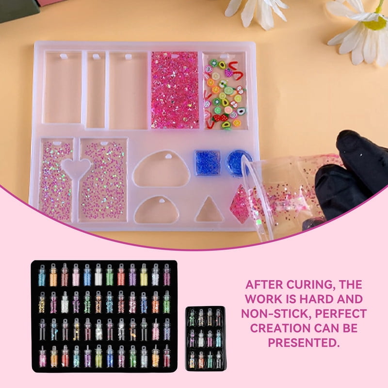UV Resin Jewelry Making Kit 200g Crystal Clear Resin with Light and Molds for Keychain Earrings