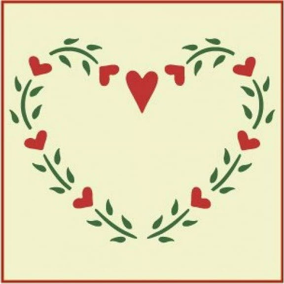 Heart Wreath Stencil - Colonial Folk Art DIY Mylar Early American - The Artful Stencil