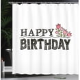 thumbnail image 3 of Ambesonne Birthday Shower Curtain, Celebration Saying Flowers, 69"Wx75"L, Charcoal Grey White, 3 of 4