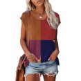 thumbnail image 3 of EQWLJWE Hauts d'Été pour Femmes Hauts pour Femmes Liquidation Mode Femmes Mode Manches Courtes Col Rond T-shirt Imprimé Blouse Hauts Amples, 3 of 6