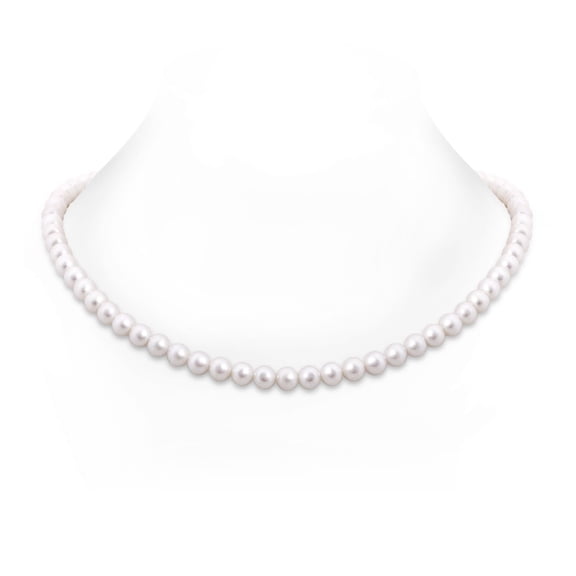 ANGARA 22" Freshwater Cultured Pearl Matinee Strand in 14K White Gold for Women | June Birthstone, Birthday, Anniversary, Jewelry Gift for Women | Pearl Necklace