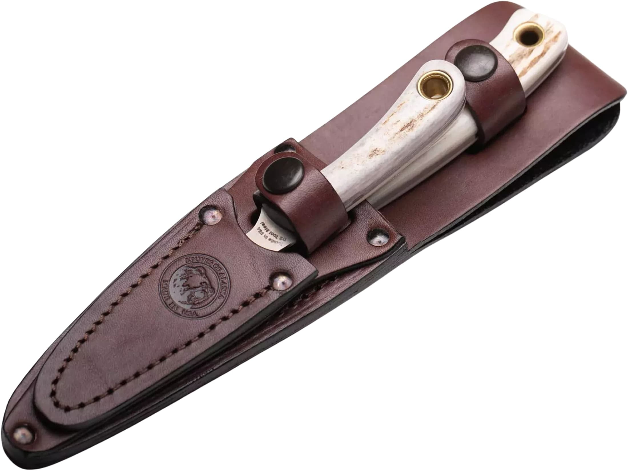 Knives of Alaska Alpha Wolf/Cub Bear Combo Fixed Blade Knives Magnacut Steel Stag Handle