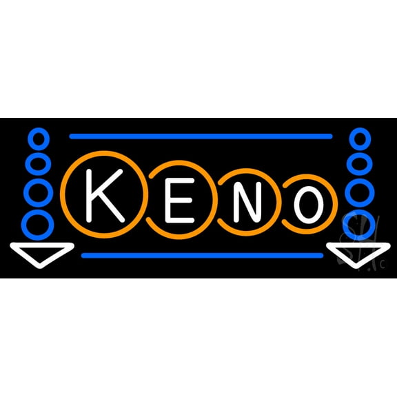 Keno Play Here 1 LED Neon Sign 10 x 24 - inches, Black Square Cut Acrylic Backing, with Dimmer - Bright and Premium built indoor LED Neon Sign for wall décor, arcarde, and storefront.