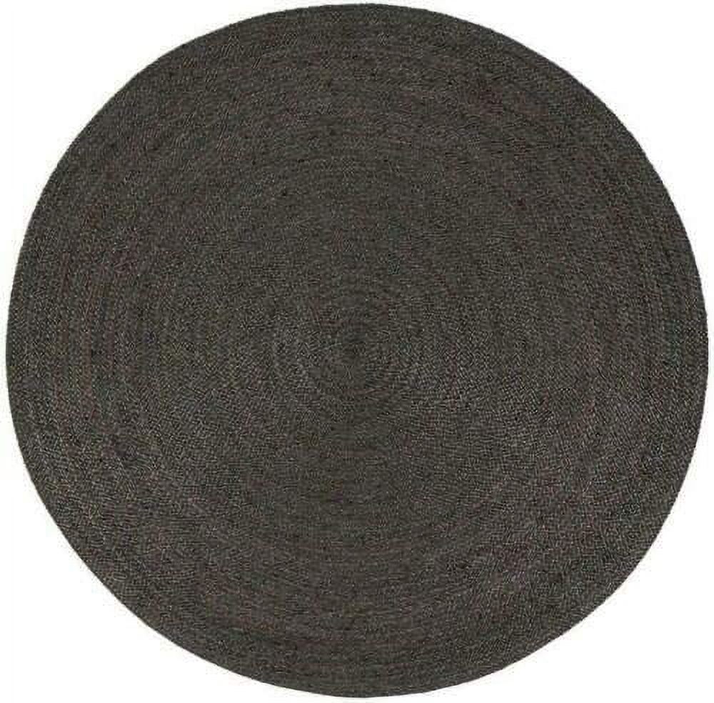 Ripaz Vogue Round Jute Rug Black Dye Hand Braided Farmhouse Jute Area Rug (5x5 Feet Round)