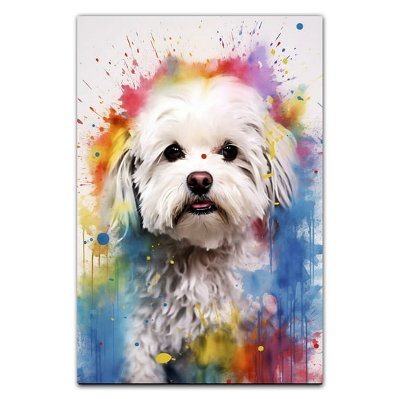 Maltese Dog Art - Watercolor Style Wall, Home or Apartment Decor - Sweet Poster Print Gift for Puppy Lovers, Dog Lovers, Women, Girls, Kids, Baby Room, Nursery