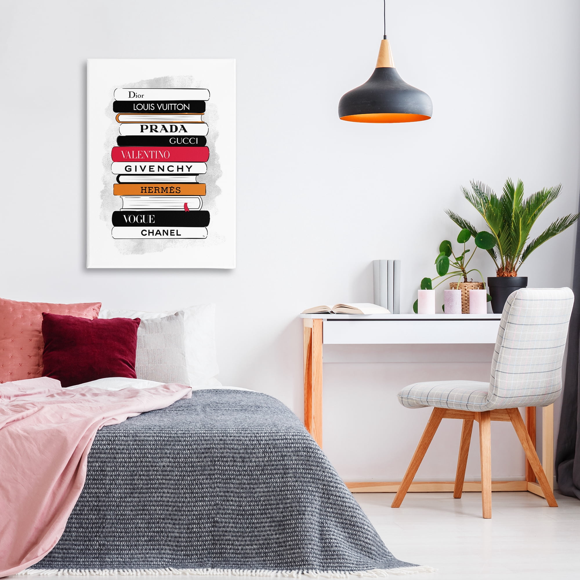 Stupell Industries Tall Fashion Bookstack Beauty & Fashion Painting Gallery Wrapped Canvas Art Print Wall Art, 24 x 36