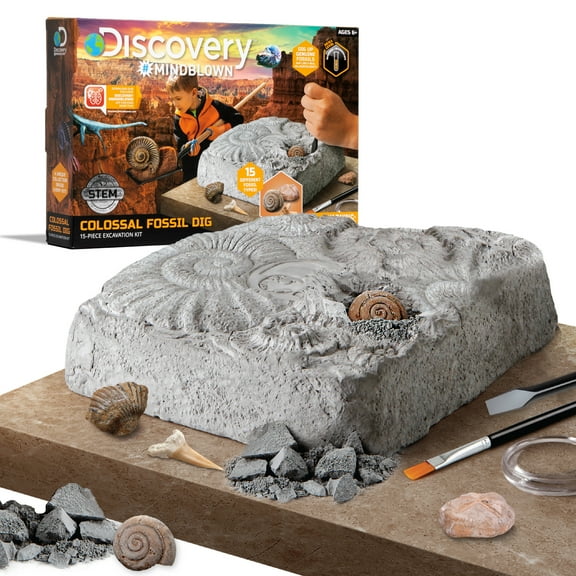 Discovery™ #MINDBLOWN Colossal Fossil Dig Excavation Science Kit, 15-Pieces, for Kids & Teens