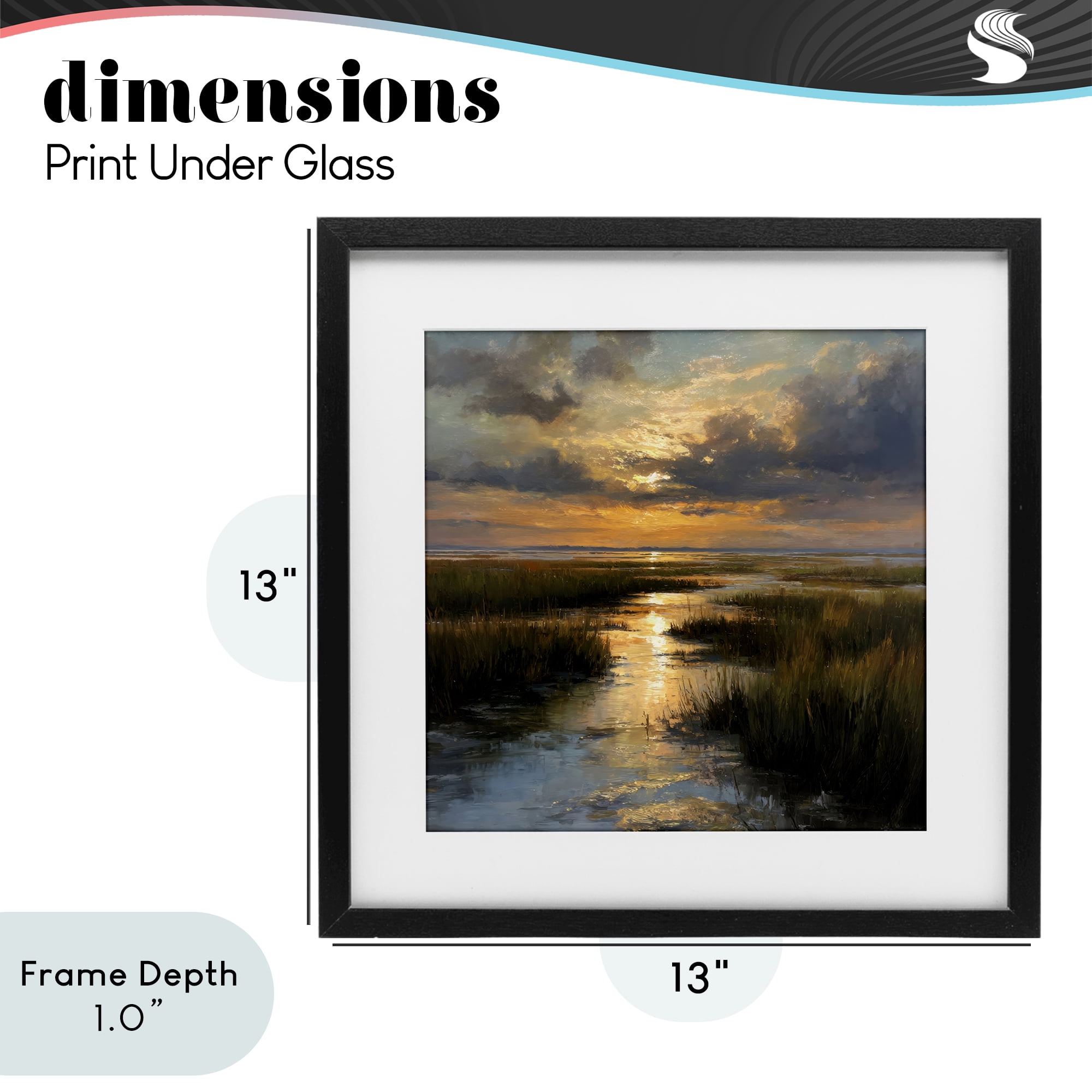 Stupell Industries Sunset Over Marshland Black Framed Print Under Glass, design by Petal Prints Design