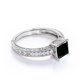 thumbnail image 3 of JeenMata Anillo Nupcial con Diseño de Hojas de Cuarzo Rutilado Negro Druzy Transparente en Forma de Lágrima de 1 Quilate con Engaste en Garras en Baño de Oro Negro de 18 K sobre Plata, 3 of 6