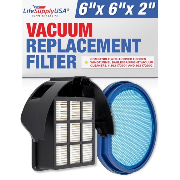 Vacuum Filter Replacement   Exhaust HEPA Kit Compatible with Hoover T-Series WindTunnel Bagless Upright Vacuum Cleaners, # 303173001 and 303172002 by LifeSupplyUSA