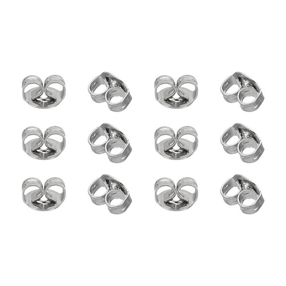 Uxcell 12 Pcs Earring Backs, Titanium Earring Back Replacement, Silver (5 x 4.5mm)