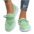 thumbnail image 2 of Zapatillas planas transpirables de malla tejida para mujer, zapatos casuales antideslizantes de moda para caminar, mocasines cómodos de suela suave sin cordones, zapatillas de tenis, 2 of 8