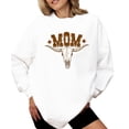 thumbnail image 6 of Mom Bull Skull Sweatshirt for Women Trendy Western Country Style Crewneck White Sweatshirt Adult Medium, 6 of 7