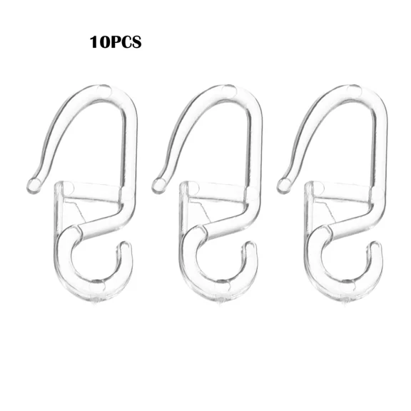 10Pcs Clear Plastic Shower Curtain Hooks Adjustable Pinch Pleat Drapery Rings