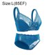 thumbnail image 2 of Lencería sexy para mujer, conjunto de lencería de encaje de 2 piezas, conjunto de sujetador y braguita con aros acanalados - Azul lago, 2 of 6