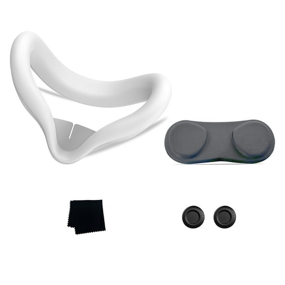 Peggybuy Silicone VR Face Cover with Len Cover & Joystick Cover for Meta Quest 3S(White)