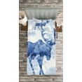 thumbnail image 3 of Ambesonne Moose Quilted Bedspread Set 2 Pcs, Blue Winter Antlers Tree, Twin Size, Blue White, 3 of 3