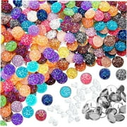 200 Pieces 20 Colors Druzy Resin Cabochons Faux Druzy Cabochons Flat Back Dome Cabochons with 20 Pieces Stainless Steel Stud Earring for Jewelry Making, DIY Craft (Silver Stud Earring, 12 mm)