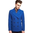 thumbnail image 2 of Mens Royal Blue Peacoat - Wool Short Coat By Alberto Nardoni Brand Designer, 2 of 3