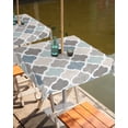 thumbnail image 2 of Boanket Outdoor Tablecloth with Umbrella Hole for Patio/Picnic/Party/Camping, Teal Blue Grey Geometric Waterproof Table Cloth Square Cover Washable, Morocco Abstract Art 60"x 60", 2 of 7