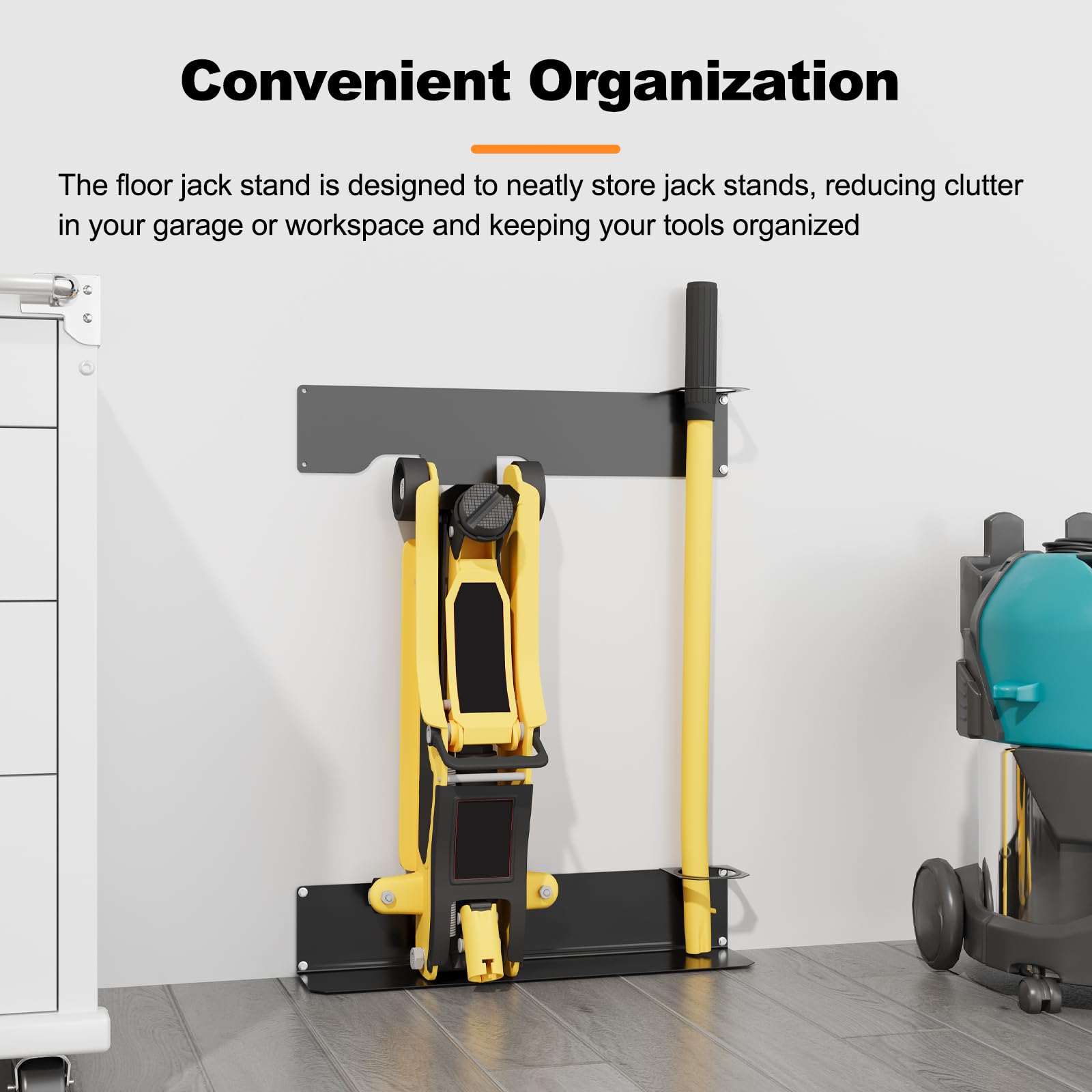 Wall-Mounted Floor Jack Stand Storage Compatible with Racing Jacks From 1.5-3 tons