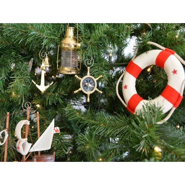 Buy Brass Ship's Wheel Compass Christmas Tree Ornament - Nautical