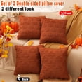 thumbnail image 2 of Fall Decorations Set of 2 Double-Sided Fall Pillow Covers 18" x 18", with 2 Different Looks, Rust Pumpkin & Leaf, Soft Plush Faux Fur Throw Pillow Covers for Home Decor, 2 of 13