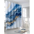 thumbnail image 3 of Abstract Marble Texture Shower Curtain, Waves Gradient Blue Gold Art Waterproof Shower Curtain Set with 12 Hooks Lightweight Washable Fabric Shower Curtains for Bathroom 72x72 Inches, 3 of 6