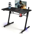 thumbnail image 1 of Gymax Bureau d'Ordinateur de Jeu à Hauteur Réglable avec Lumière DEL et Support de Poignée de Jeu, 1 of 10