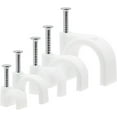 thumbnail image 1 of Ethernet Cable Nails, Tacks Clips for Wall Mount Cable Management, White Polypropylene Clamp Set, 500-Pack Assorted Sizes (4mm, 6mm, 8mm, 10mm, 14mm), 1 of 5