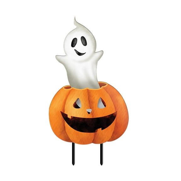 Briarwood Lane Pumpkin and Ghost Metal Yard Art