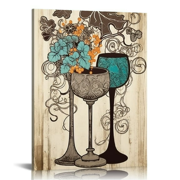 JRXY  Vintage Kitchen Decor Love Eat Drink Canvas Wall Art Dinning Room Wall Accessories Gift for Women Restaurants Chef Framed 12x16 in